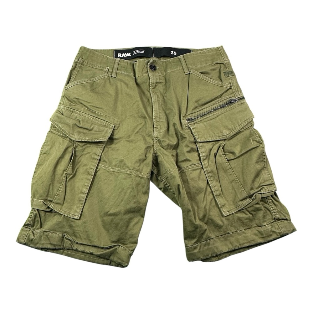 G-Star Raw Green Rovic Zip Relaxed Cargo Mens Shorts Size 35